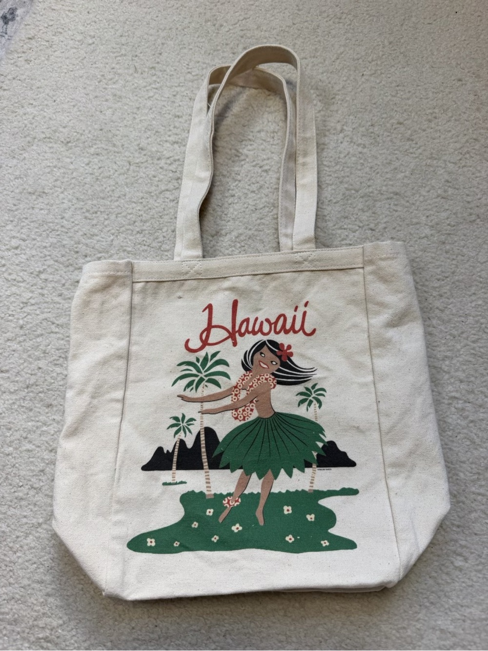 Malibu Shirts Hawaii Hula Girl Canvas Tote Bag Vintage Retro Beach Market Bag